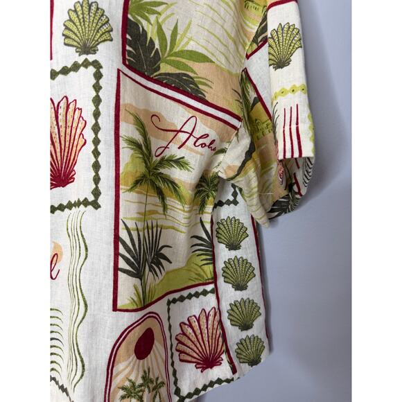 C&C California Linen Tropical Print Short Sleeve Shirt Women's M New - Picture 6 of 13